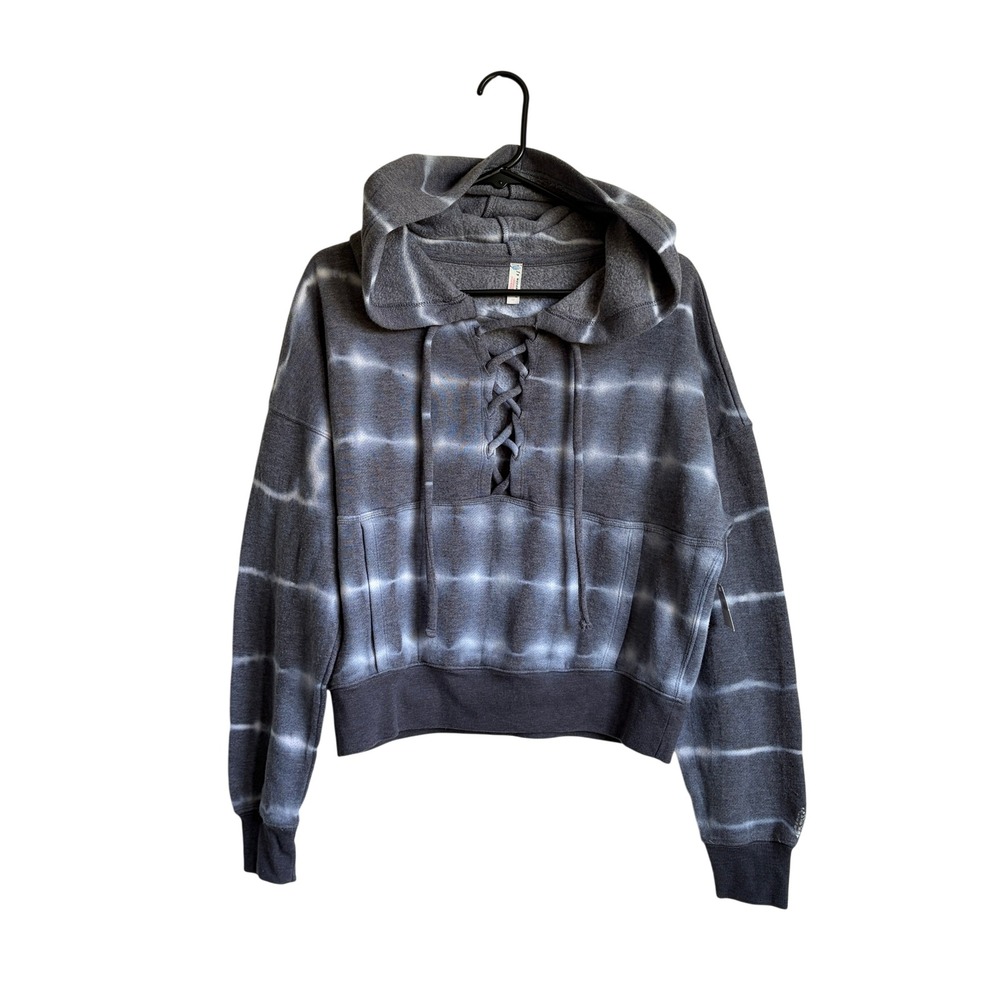 Free People Movement FP Movement Lace Up Tie Dye Hoodie Black Combo S OB956755